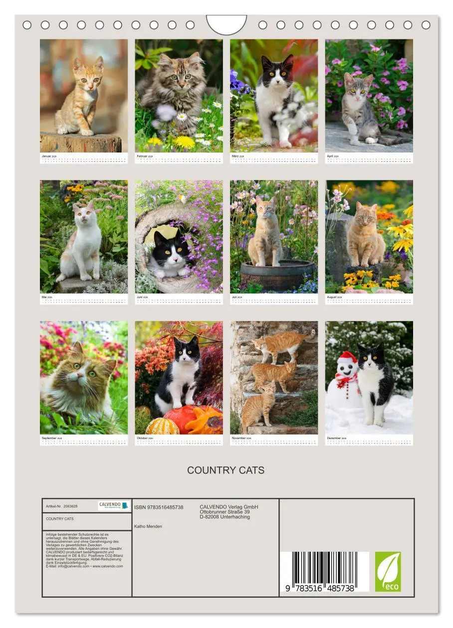 Bild: 9783516485738 | COUNTRY CATS (Wandkalender 2026 DIN A4 hoch), CALVENDO Monatskalender