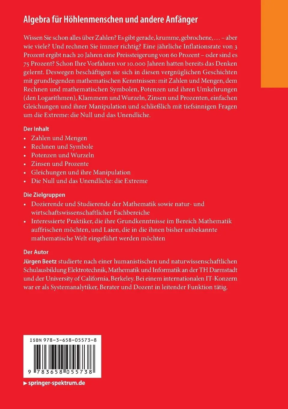 Rückseite: 9783658055738 | Algebra für Höhlenmenschen und andere Anfänger | Jürgen Beetz | Buch