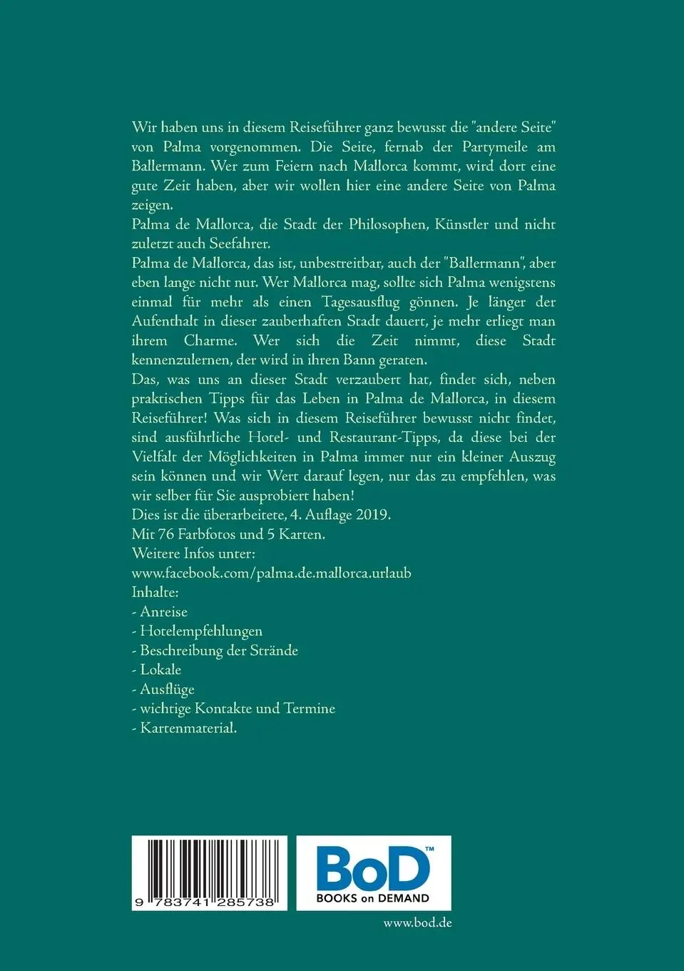 Rückseite: 9783741285738 | Reiseführer Palma de Mallorca | Die andere Seite von Palma | Buch