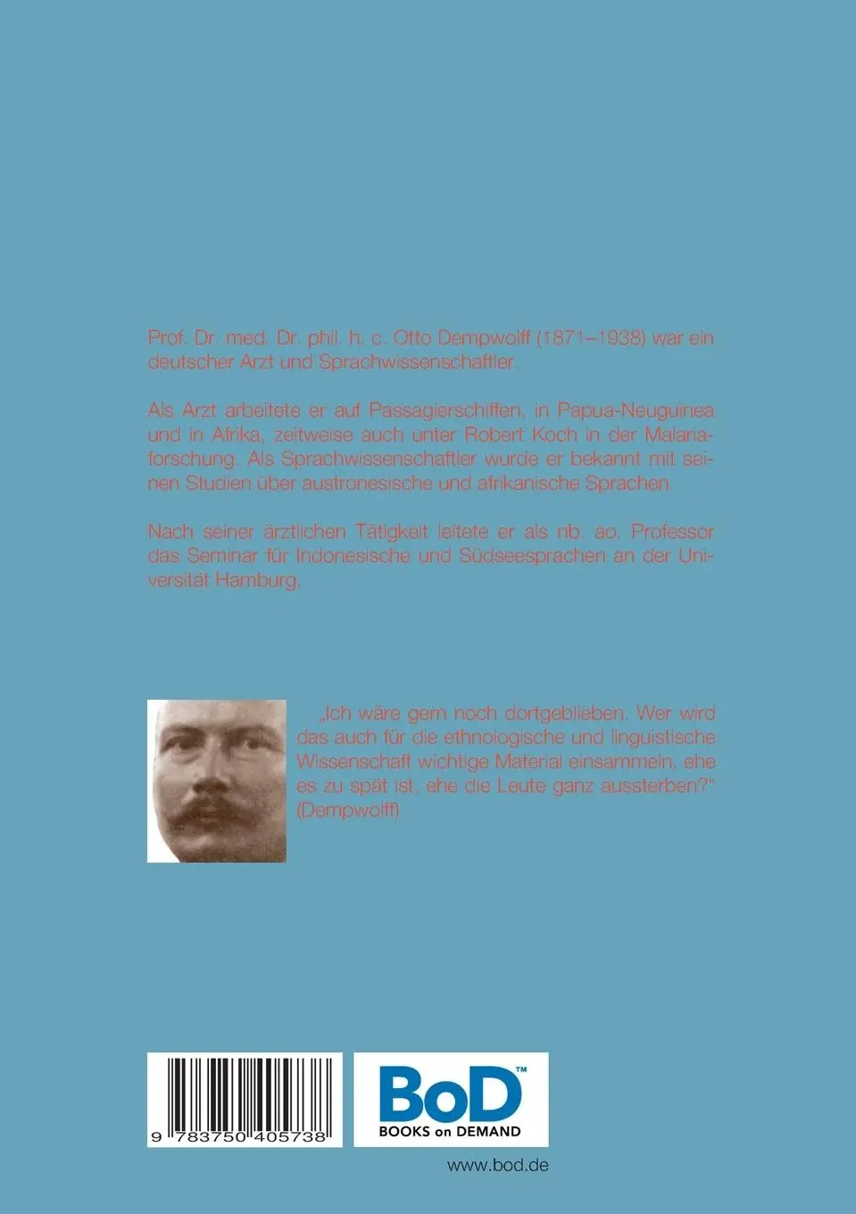 Rückseite: 9783750405738 | Tagebuch von den Westlichen Inseln 1902 | Otto Dempwolff | Taschenbuch