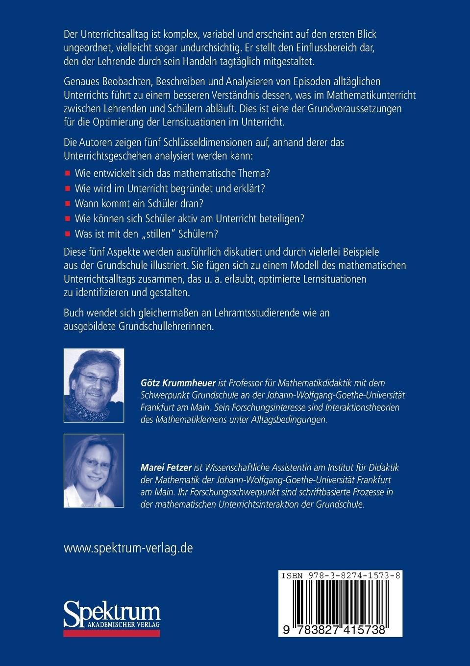 Rückseite: 9783827415738 | Der Alltag im Mathematikunterricht | Marei Fetzer (u. a.) | Buch | x