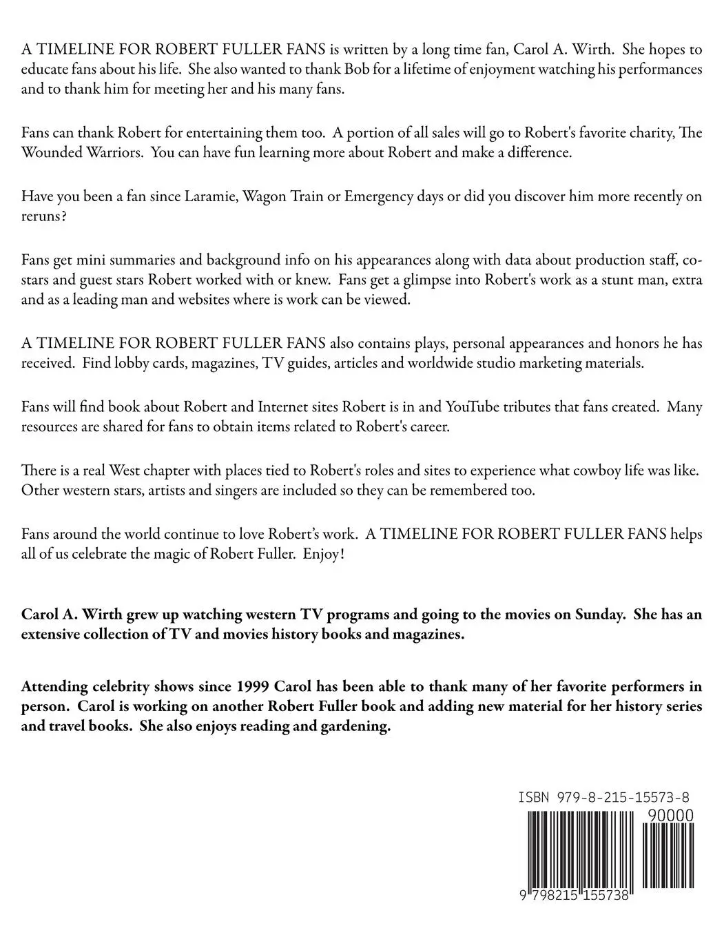 Rückseite: 9798215155738 | A Timeline for Robert Fuller Fans | Carol A. Wirth | Taschenbuch
