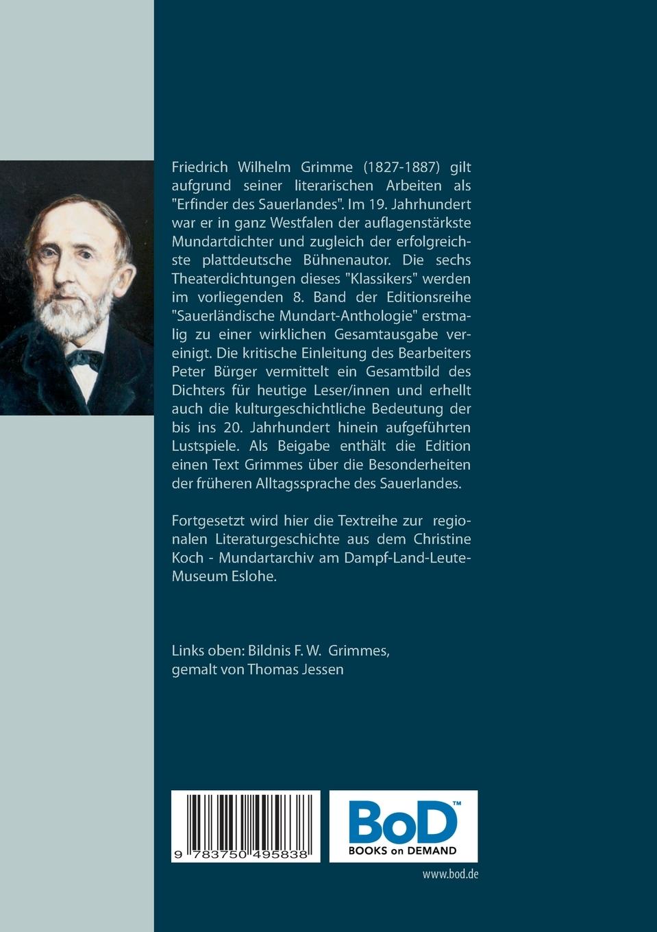 Rückseite: 9783750495838 | Gesamtausgabe der Theaterstücke von Friedrich Wilhelm Grimme 1861 -...