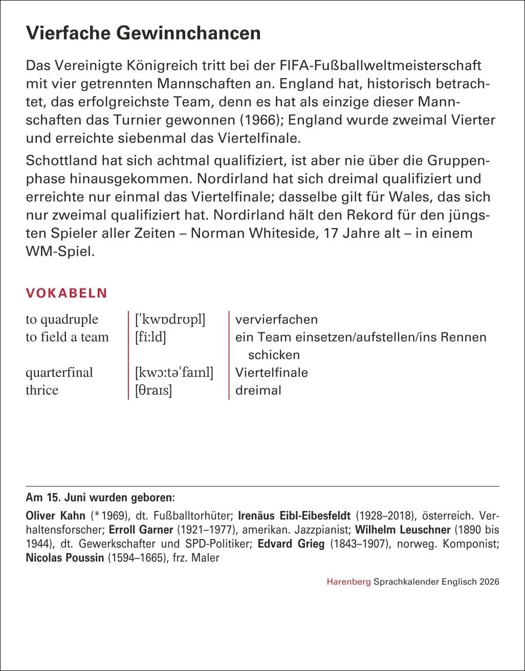 Bild: 9783840035838 | Englisch Sprachkalender 2026 - Englisch lernen leicht gemacht -...