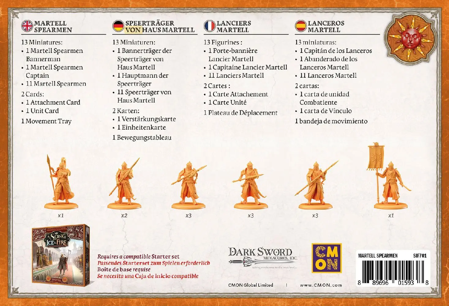 Bild: 889696015938 | A Song of Ice &amp; Fire - Martell Spearmen (Speerträger von Haus Martell)