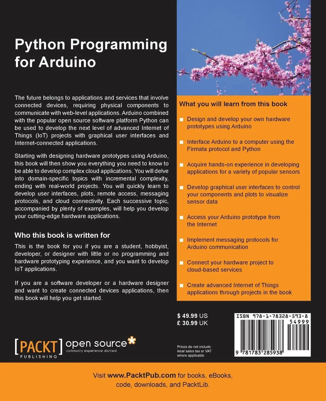 Rückseite: 9781783285938 | Python Programming for Arduino | Pratik Desai | Taschenbuch | Englisch