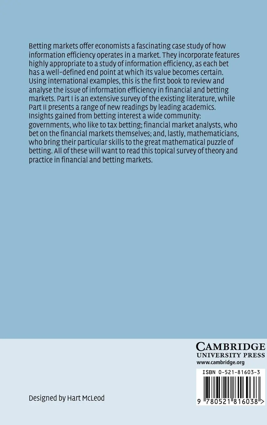 Rückseite: 9780521816038 | Information Efficiency in Financial and Betting Markets | Williams