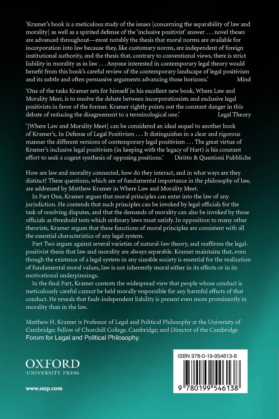 Rückseite: 9780199546138 | Where Law and Morality Meet | Matthew H. Kramer | Taschenbuch | 2008