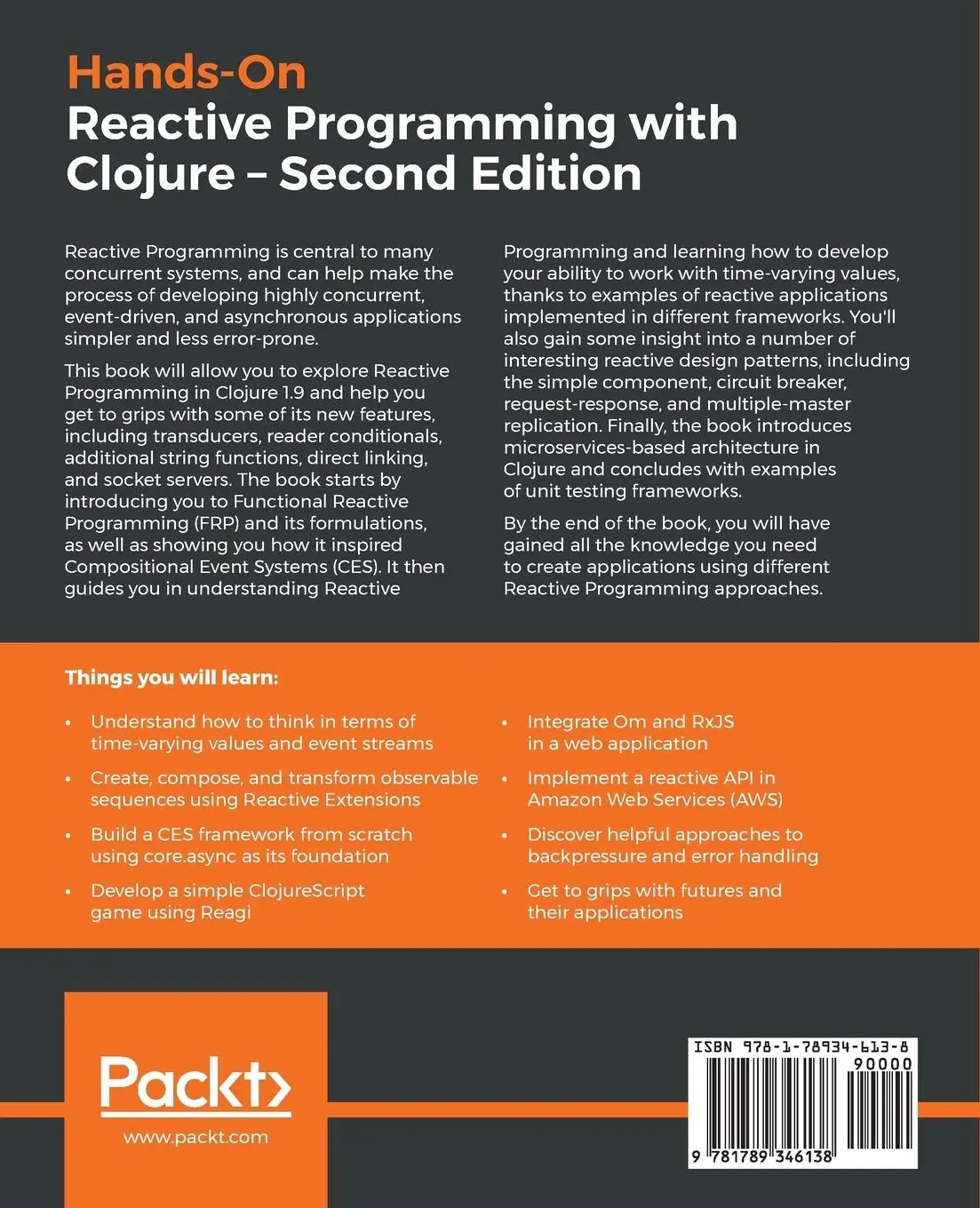Rückseite: 9781789346138 | Hands-On Reactive Programming with Clojure, Second Edition | Buch