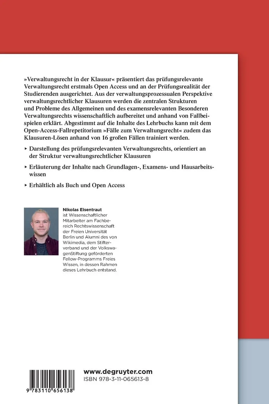 Rückseite: 9783110656138 | Verwaltungsrecht in der Klausur | Nikolas Eisentraut | Taschenbuch | L