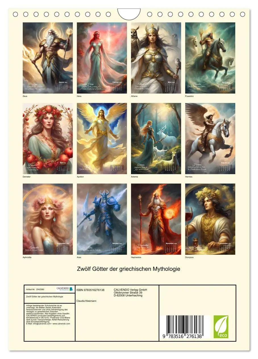 Bild: 9783516276138 | Zwölf Götter der griechischen Mythologie (Wandkalender 2026 DIN A4...