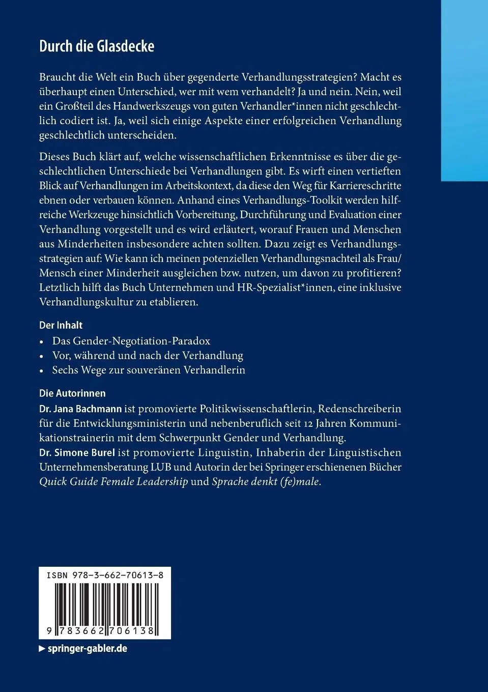 Rückseite: 9783662706138 | Durch die Glasdecke | Jana Bachmann (u. a.) | Taschenbuch | xv | 2025