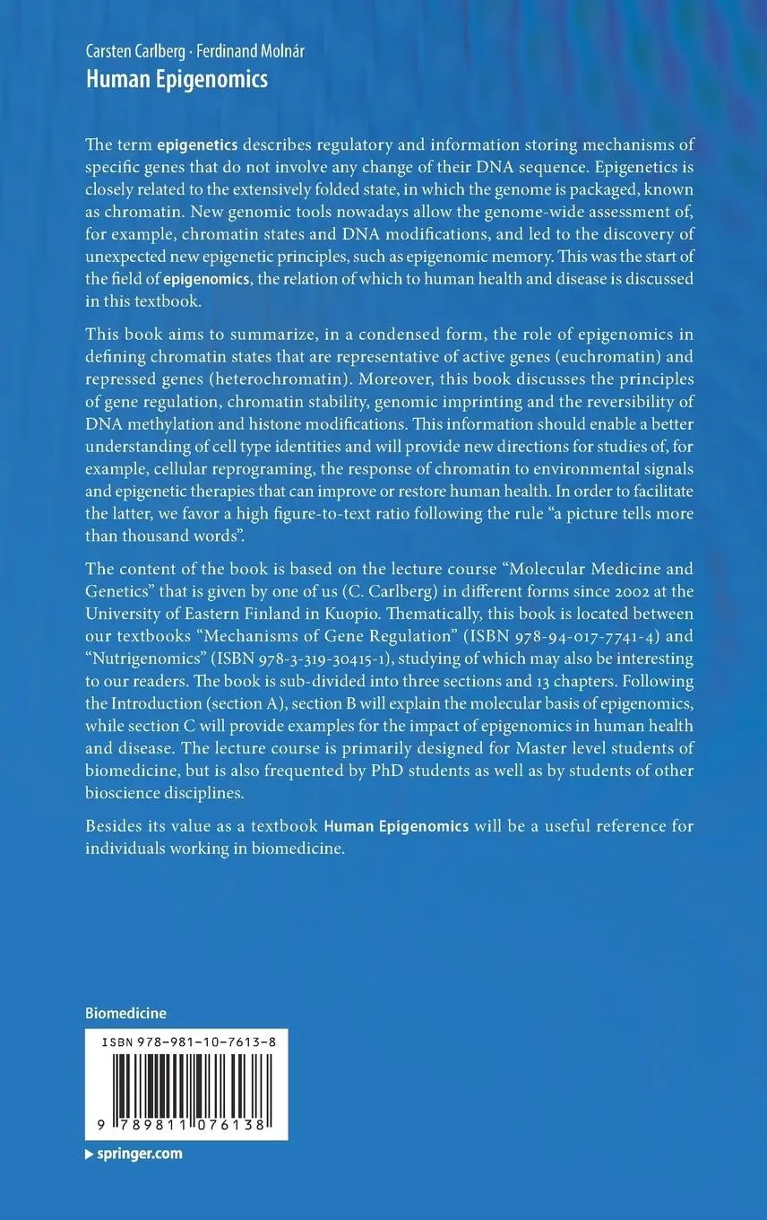 Rückseite: 9789811076138 | Human Epigenomics | Ferdinand Molnár (u. a.) | Buch | xix | Englisch