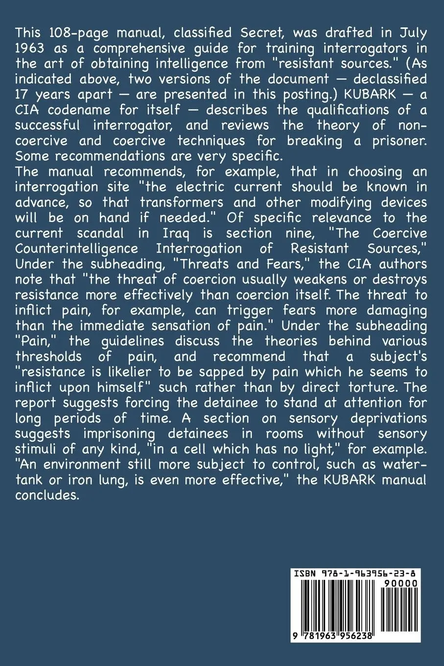 Rückseite: 9781963956238 | The Official CIA Interrogation &amp; Manipulation Manual | Taschenbuch