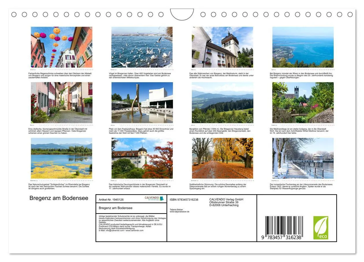 Bild: 9783457316238 | Bregenz am Bodensee (Wandkalender 2026 DIN A4 quer), CALVENDO...