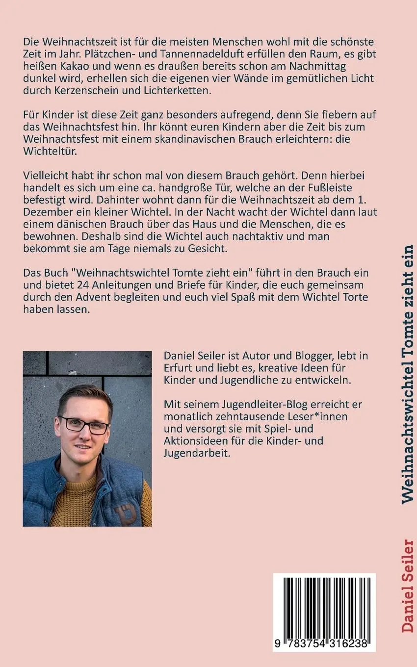 Rückseite: 9783754316238 | Weihnachtswichtel Tomte zieht ein | Gemeinsam durch die Adventszeit