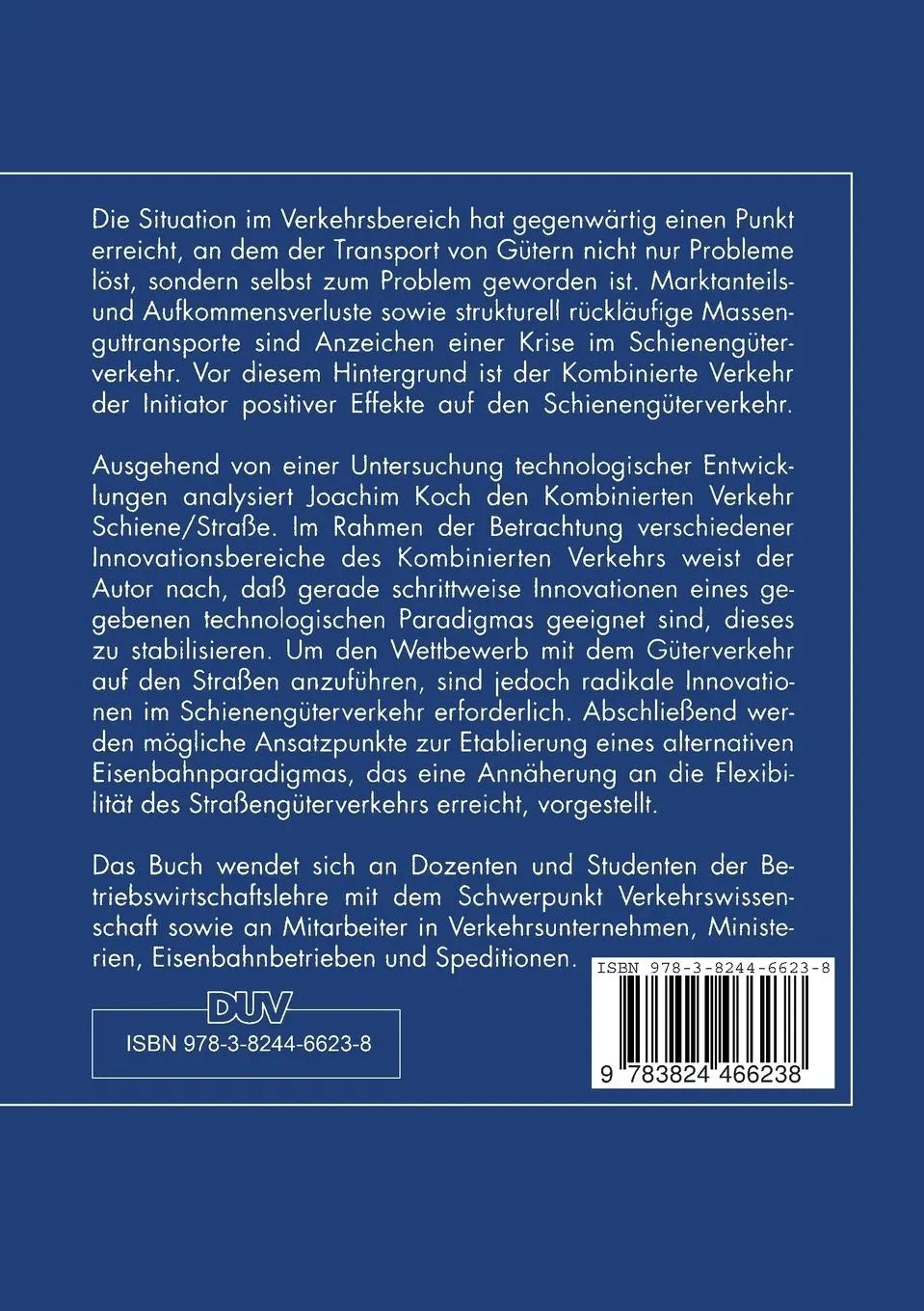 Rückseite: 9783824466238 | Die Entwicklung des Kombinierten Verkehrs | Joachim Koch | Taschenbuch
