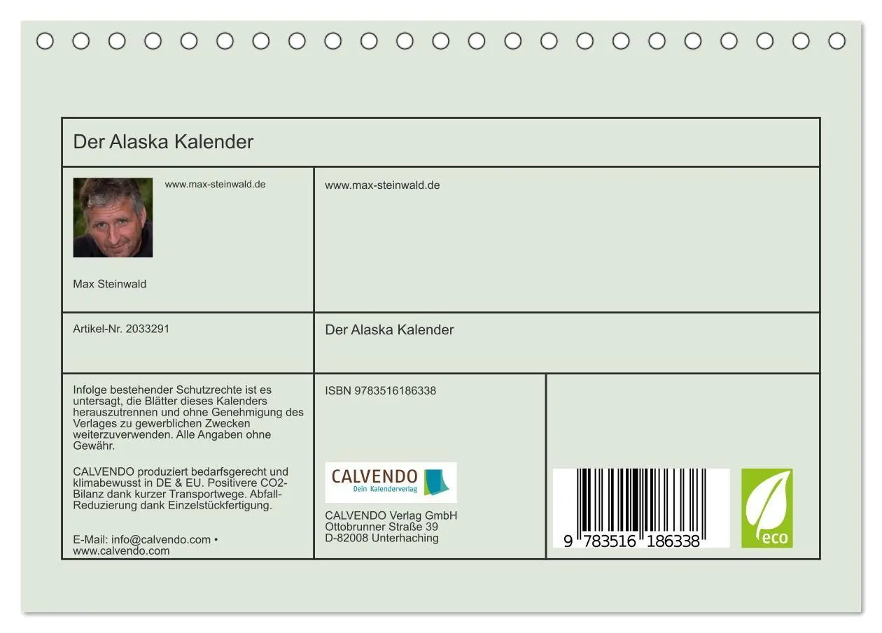 Bild: 9783516186338 | Der Alaska Kalender (Tischkalender 2026 DIN A5 quer), CALVENDO...
