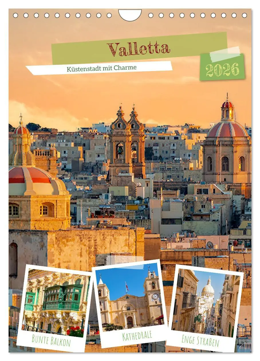 Cover: 9783516326338 | Valletta - Küstenstadt mit Charme (Wandkalender 2026 DIN A4 hoch),...
