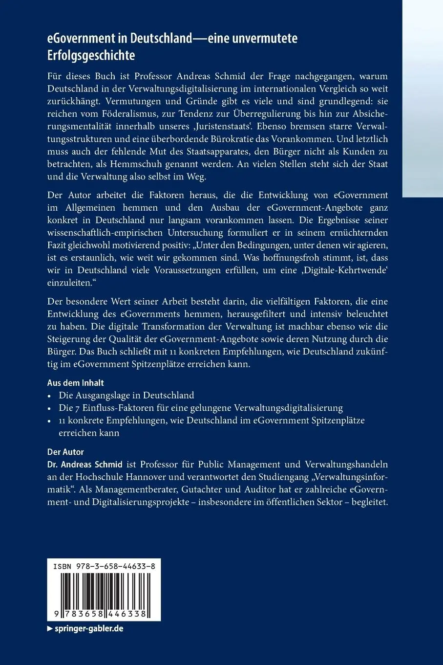 Rückseite: 9783658446338 | eGovernment in Deutschland - eine unvermutete Erfolgsgeschichte | Buch