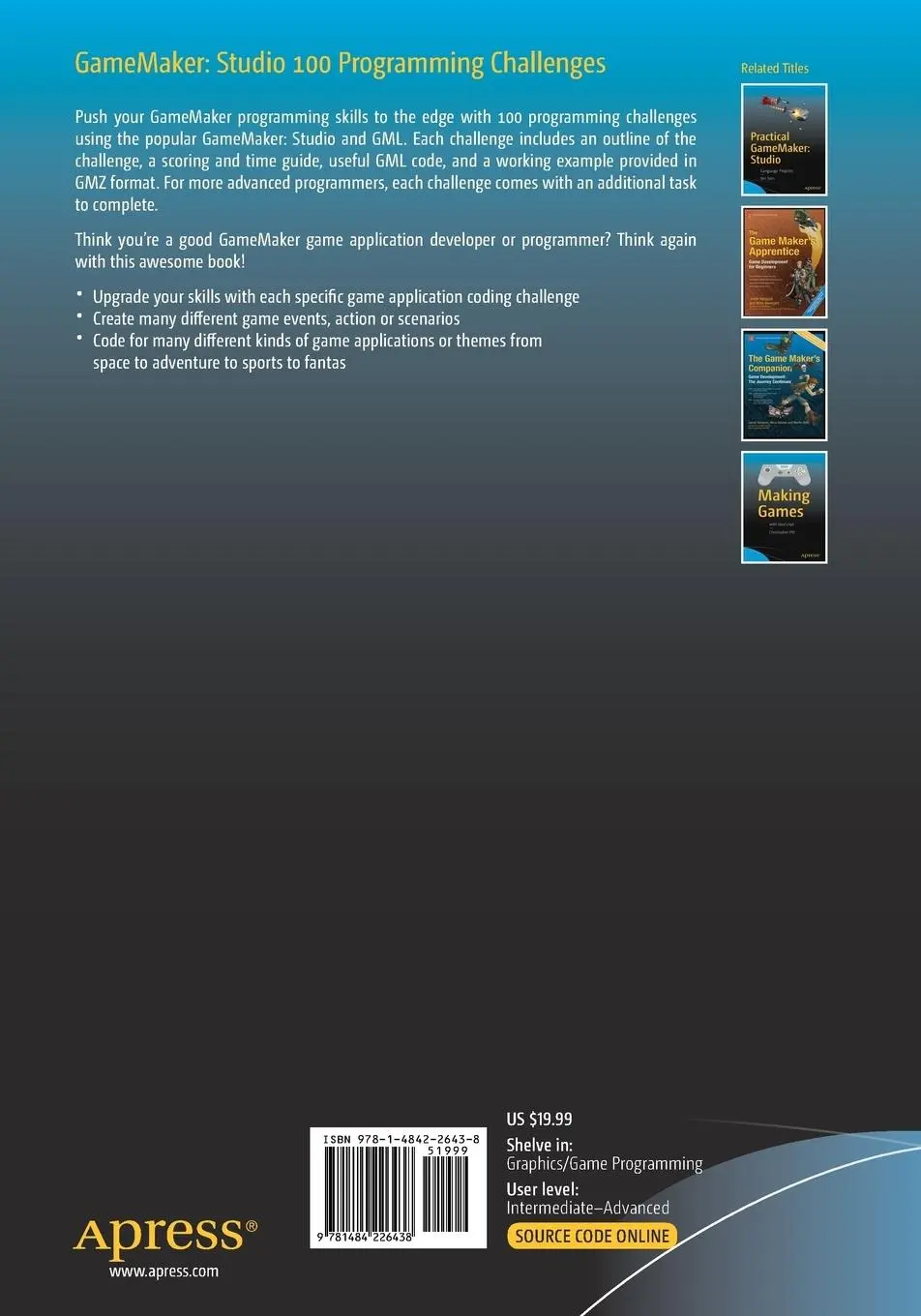 Rückseite: 9781484226438 | GameMaker: Studio 100 Programming Challenges | Ben Tyers | Taschenbuch