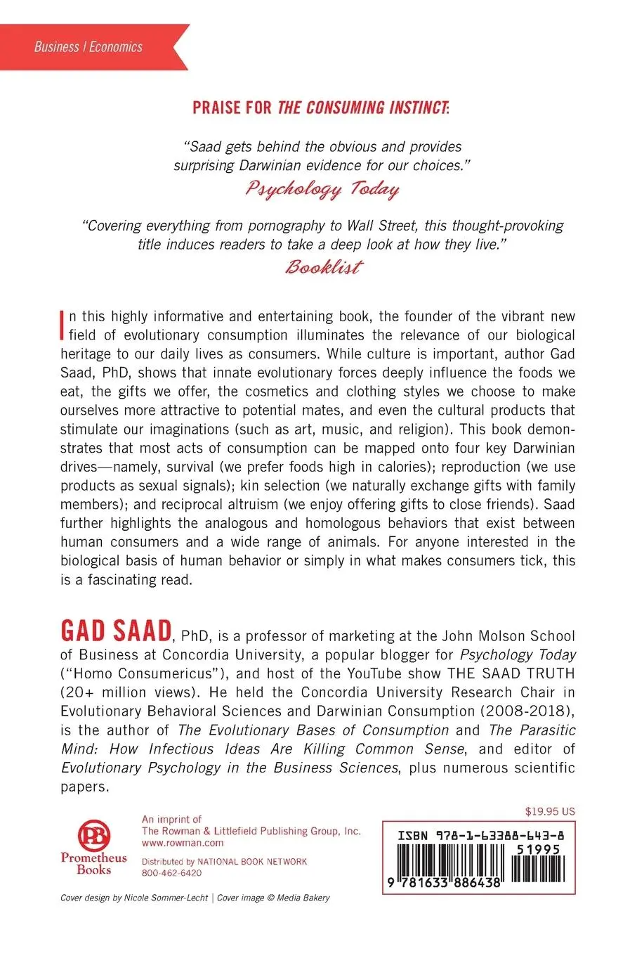 Rückseite: 9781633886438 | The Consuming Instinct | Gad Saad | Taschenbuch | Englisch | 2020