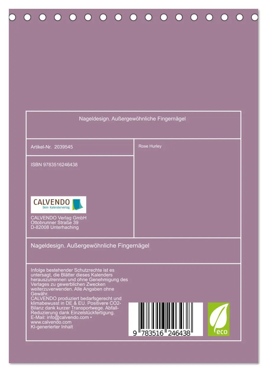 Bild: 9783516246438 | Nageldesign. Außergewöhnliche Fingernägel (Tischkalender 2026 DIN...