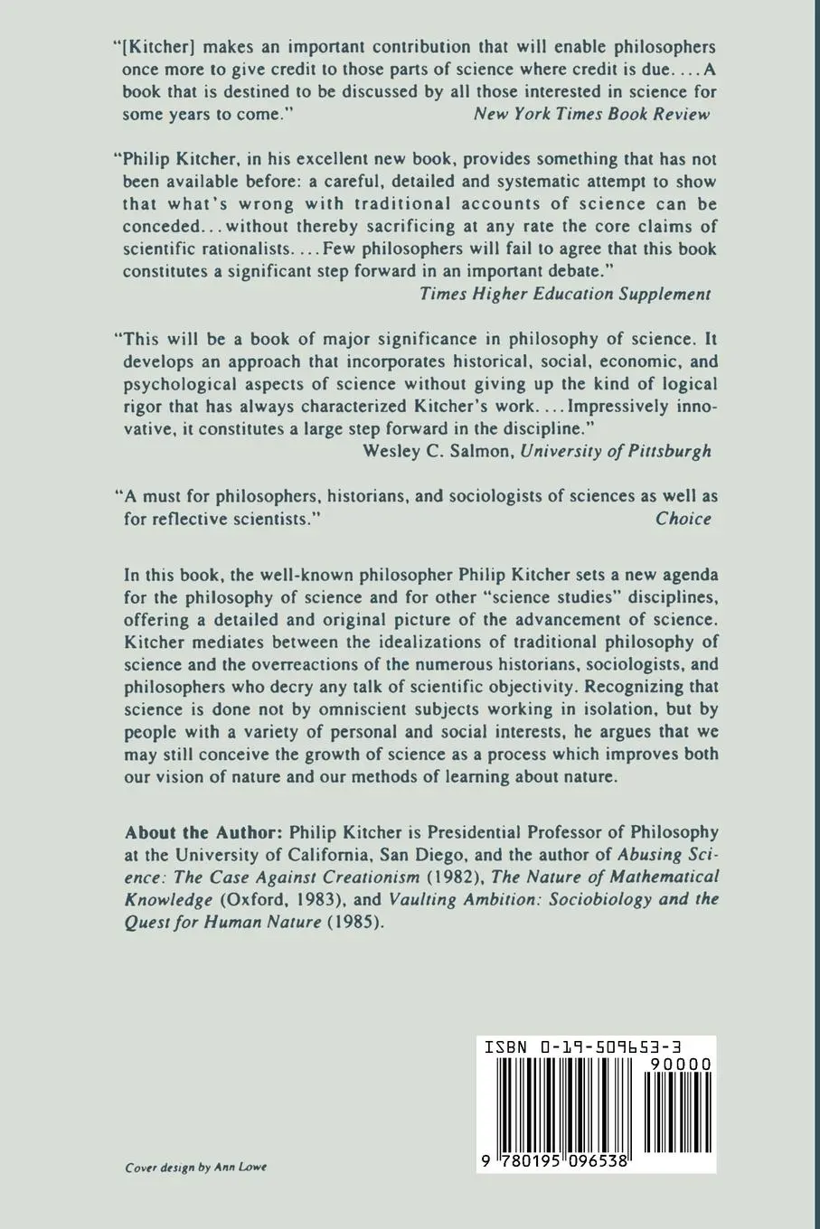 Rückseite: 9780195096538 | The Advancement of Science | Philip Kitcher | Taschenbuch | Englisch