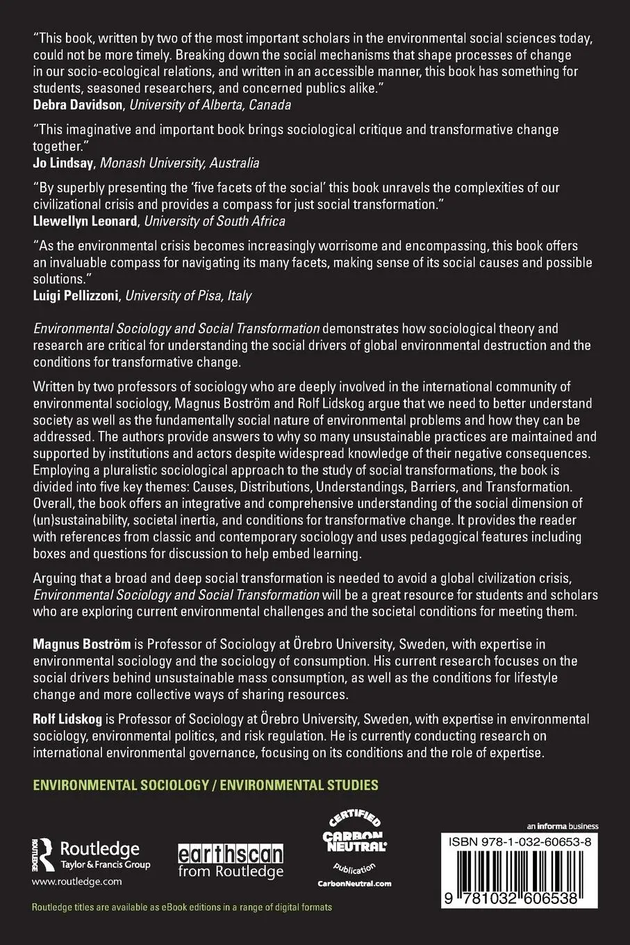 Rückseite: 9781032606538 | Environmental Sociology and Social Transformation | Key Issues | Buch