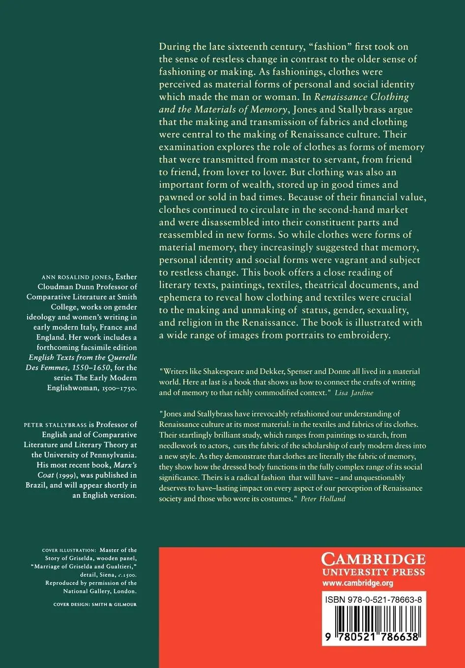 Rückseite: 9780521786638 | Renaissance Clothing and the Materials of Memory | Jones (u. a.)