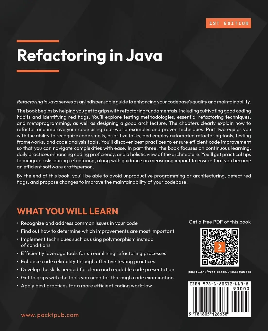 Rückseite: 9781805126638 | Refactoring in Java | Stefano Violetta | Taschenbuch | Englisch | 2023
