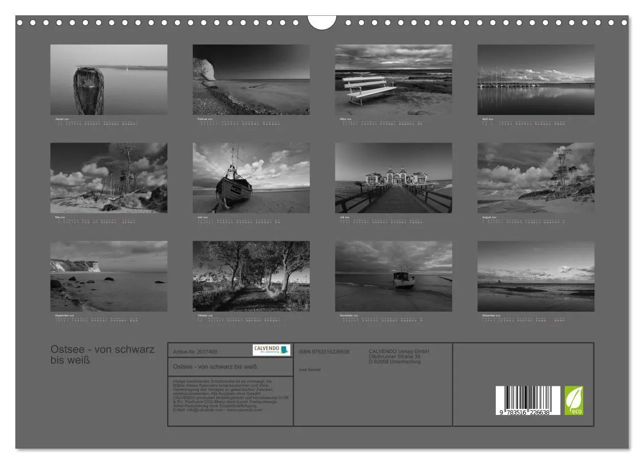 Bild: 9783516226638 | Ostsee - von schwarz bis weiß (Wandkalender 2026 DIN A3 quer),...