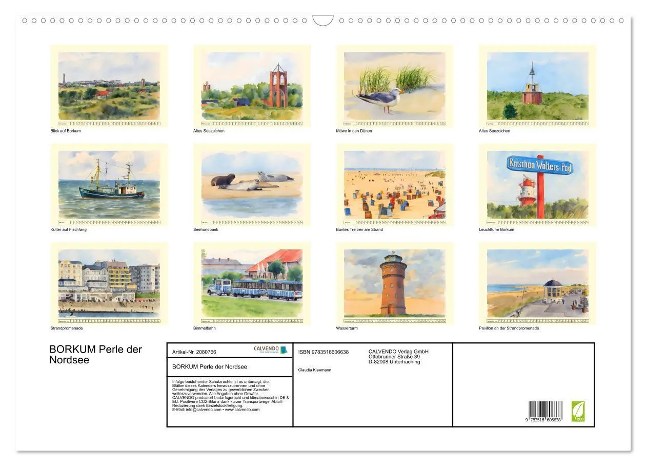 Bild: 9783516606638 | BORKUM Perle der Nordsee (Wandkalender 2026 DIN A2 quer), CALVENDO...