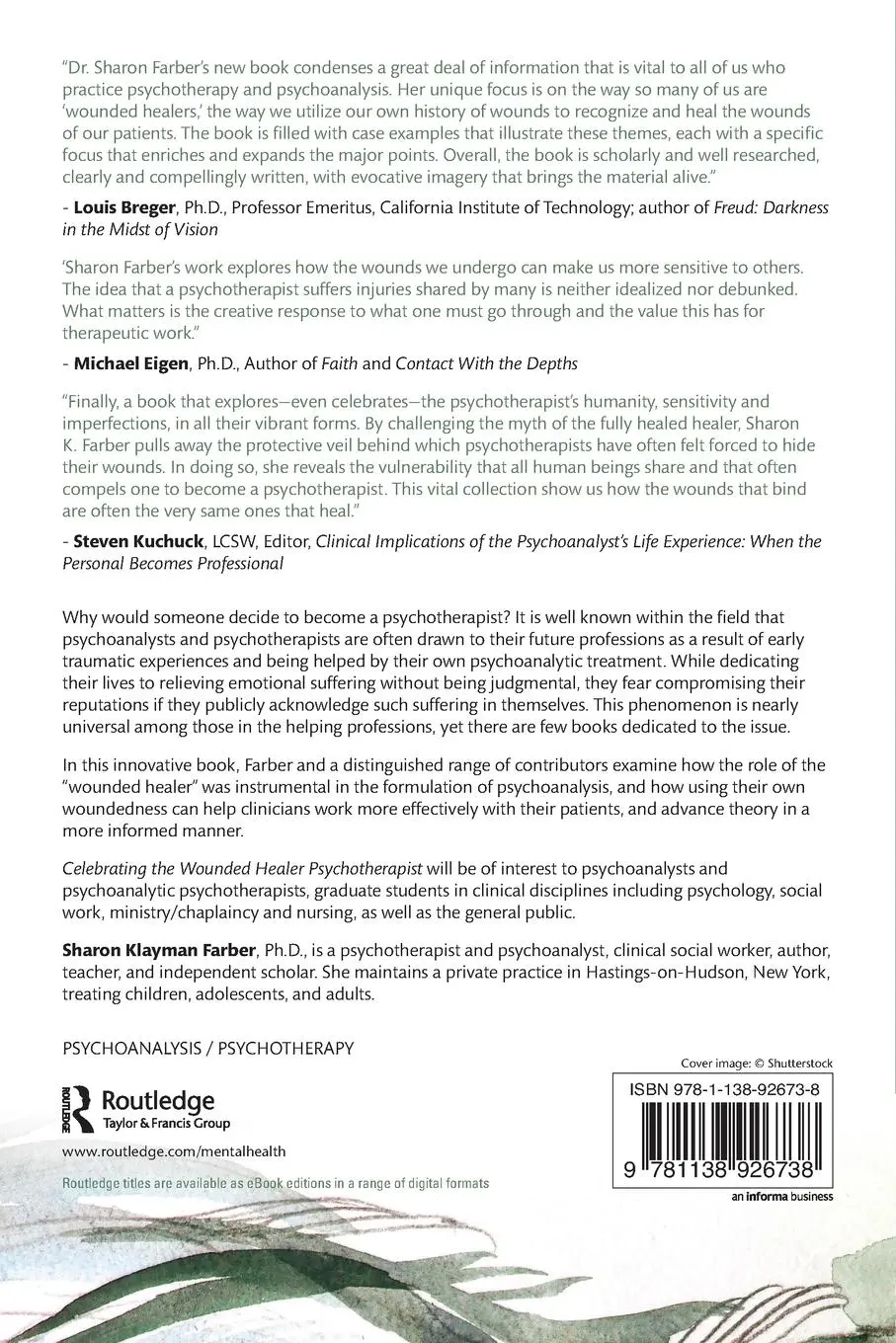 Rückseite: 9781138926738 | Celebrating the Wounded Healer Psychotherapist | Sharon Farber | Buch Rückseite: 9781138926738 | Celebrating the Wounded Healer Psychotherapist | Sharon Farber | Buch