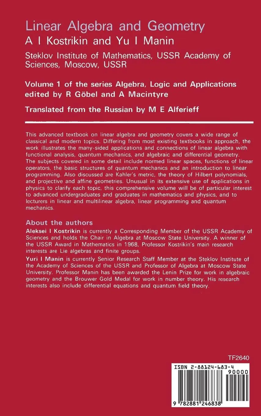 Rückseite: 9782881246838 | Linear Algebra and Geometry | P. K. Suetin (u. a.) | Buch | Englisch