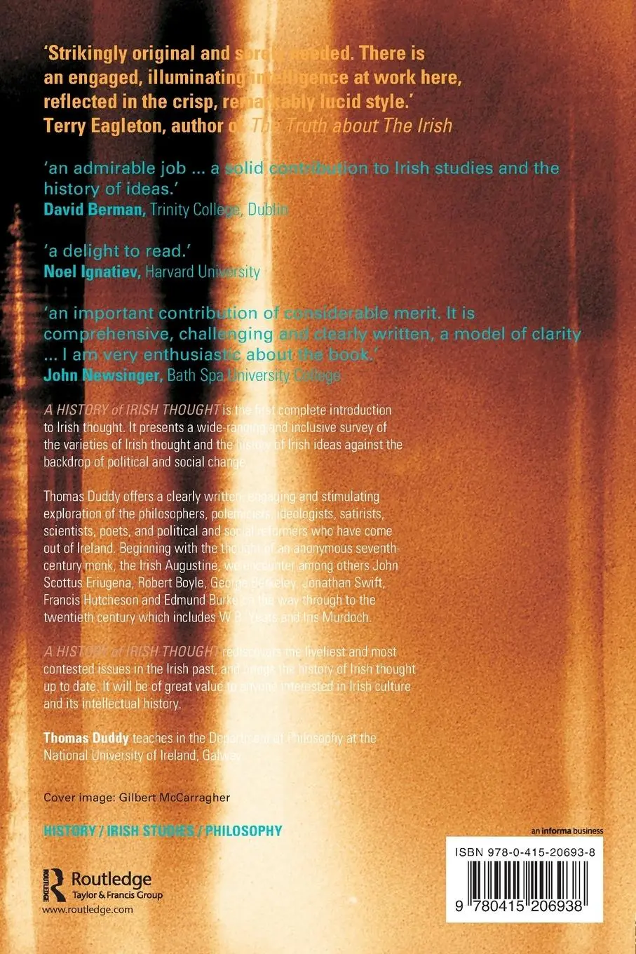 Rückseite: 9780415206938 | A History of Irish Thought | Thomas Duddy | Taschenbuch | Englisch