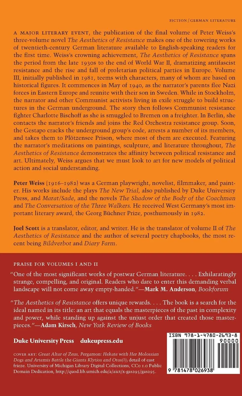 Rückseite: 9781478026938 | Aesthetics of Resistance, Volume III | Peter Weiss | Buch | Englisch