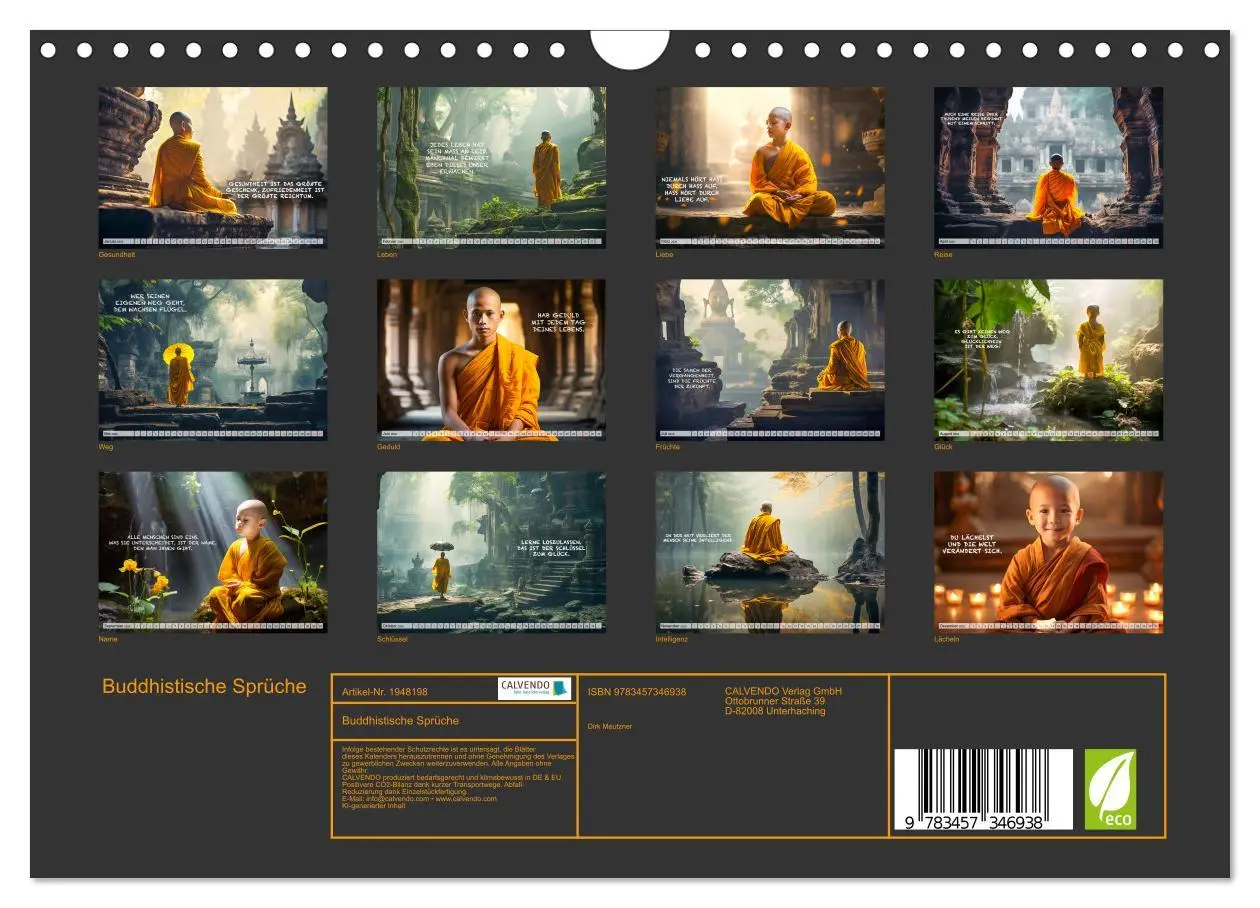 Bild: 9783457346938 | Buddhistische Sprüche (Wandkalender 2026 DIN A4 quer), CALVENDO...