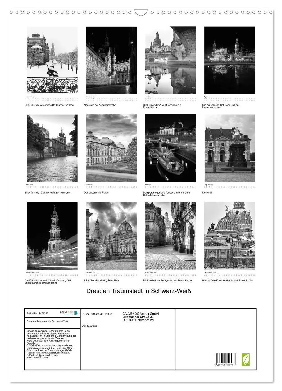 Bild: 9783594106938 | Dresden Traumstadt in Schwarz-Weiß (Wandkalender 2027 DIN A2 hoch),...
