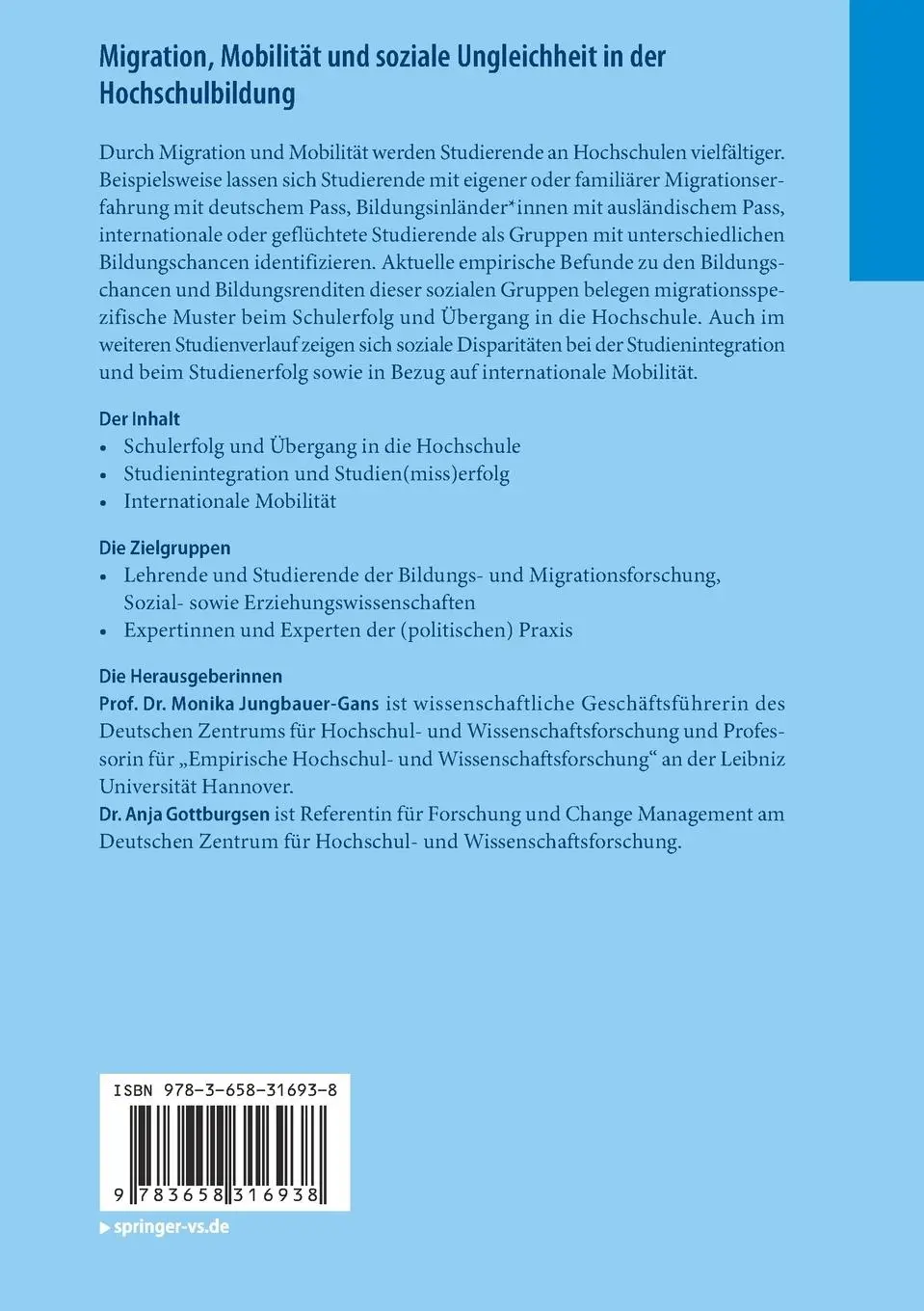 Rückseite: 9783658316938 | Migration, Mobilität und soziale Ungleichheit in der Hochschulbildung