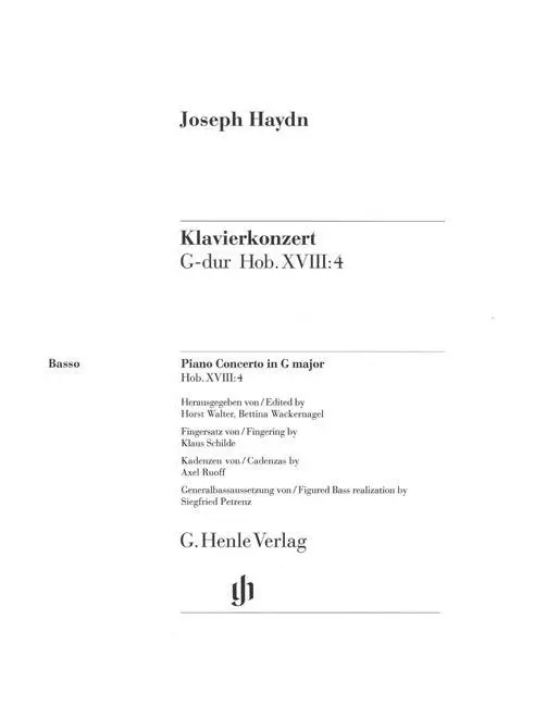 Cover: 9790201806938 | Piano Concerto In G Major Hob Xviii | Joseph Haydn | Taschenbuch