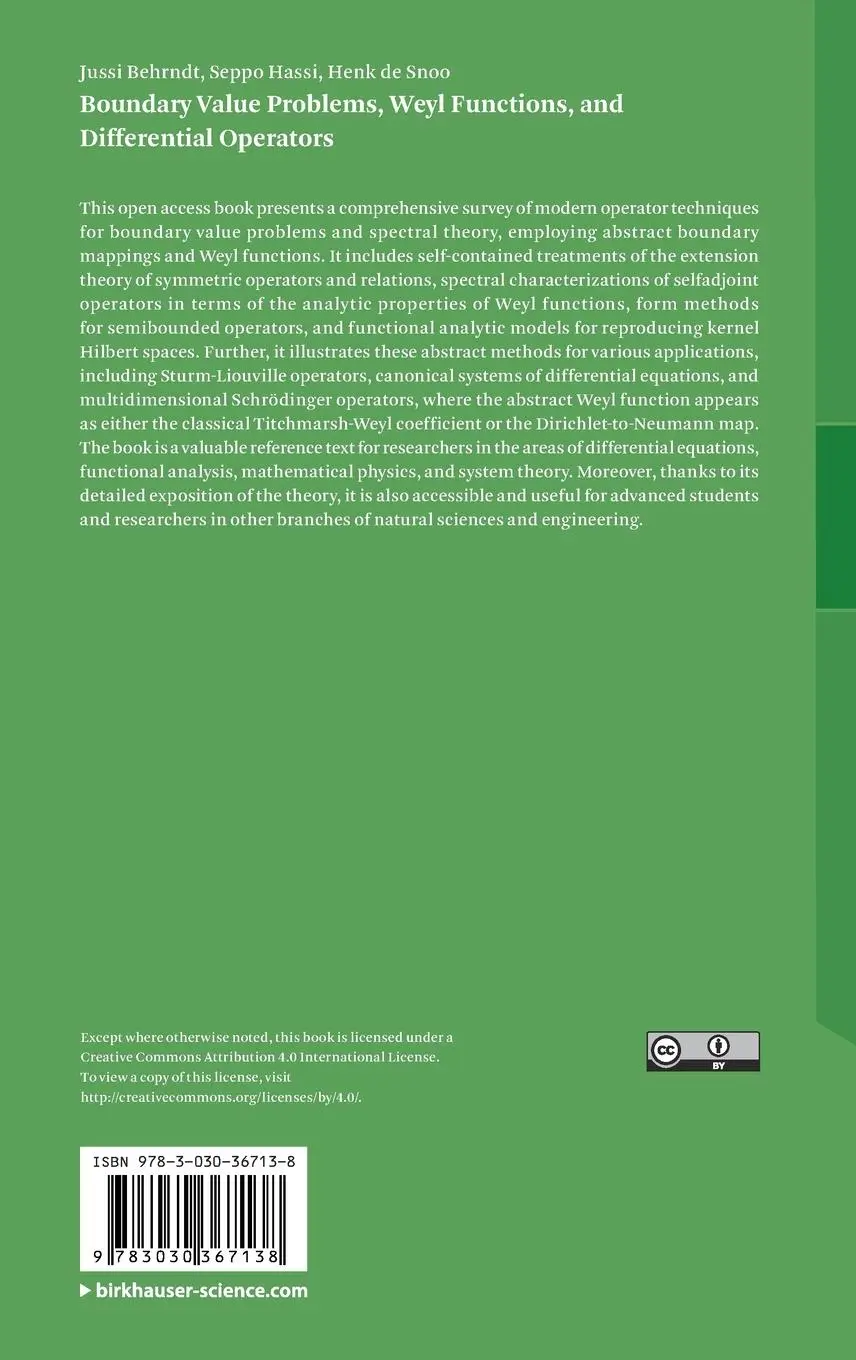 Rückseite: 9783030367138 | Boundary Value Problems, Weyl Functions, and Differential Operators