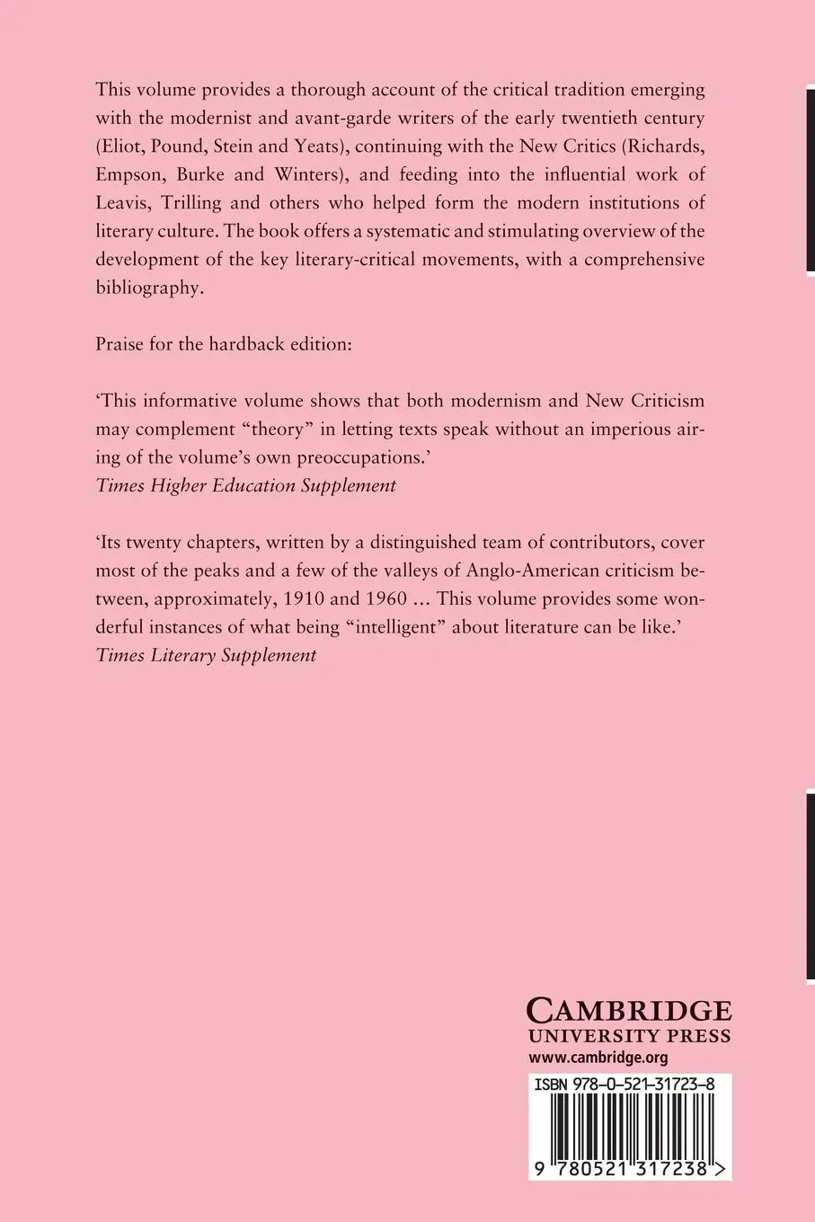 Rückseite: 9780521317238 | Modernism and the New Criticism | A. Walton Litz (u. a.) | Taschenbuch