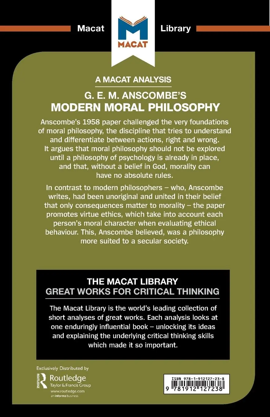 Rückseite: 9781912127238 | An Analysis of G.E.M. Anscombe's Modern Moral Philosophy | Taschenbuch