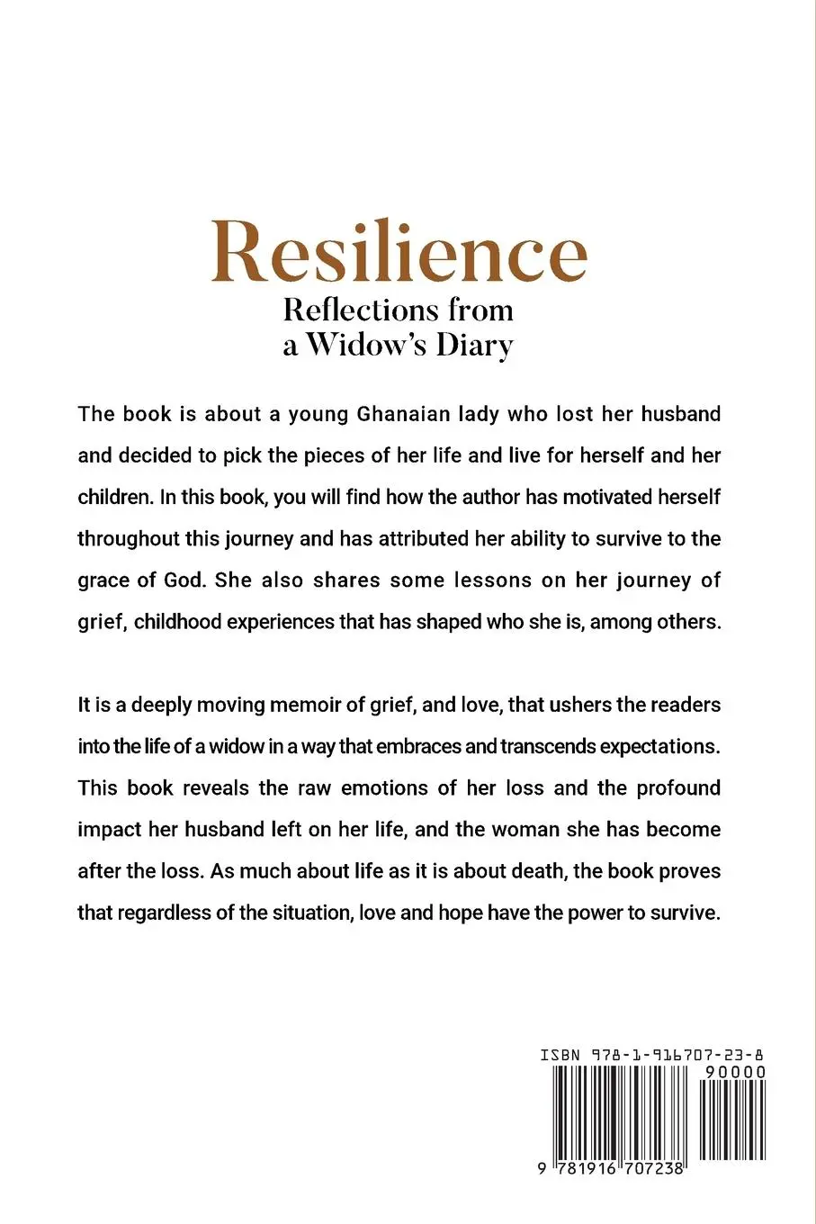 Rückseite: 9781916707238 | Resilience | Reflections From a Widow's Diary | Barbara Mahama | Buch