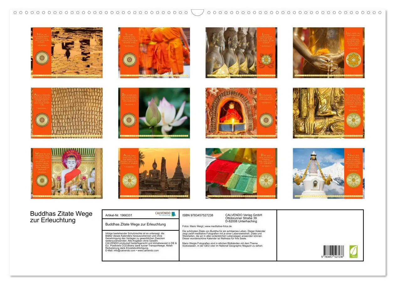 Bild: 9783457527238 | Buddhas Zitate Wege zur Erleuchtung (Wandkalender 2026 DIN A2...