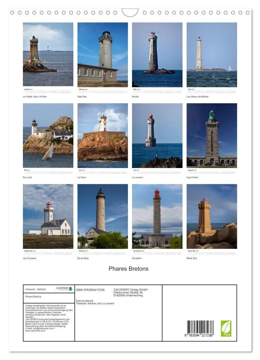 Bild: 9783594217238 | Phares Bretons (Wandkalender 2027 DIN A3 hoch), CALVENDO...
