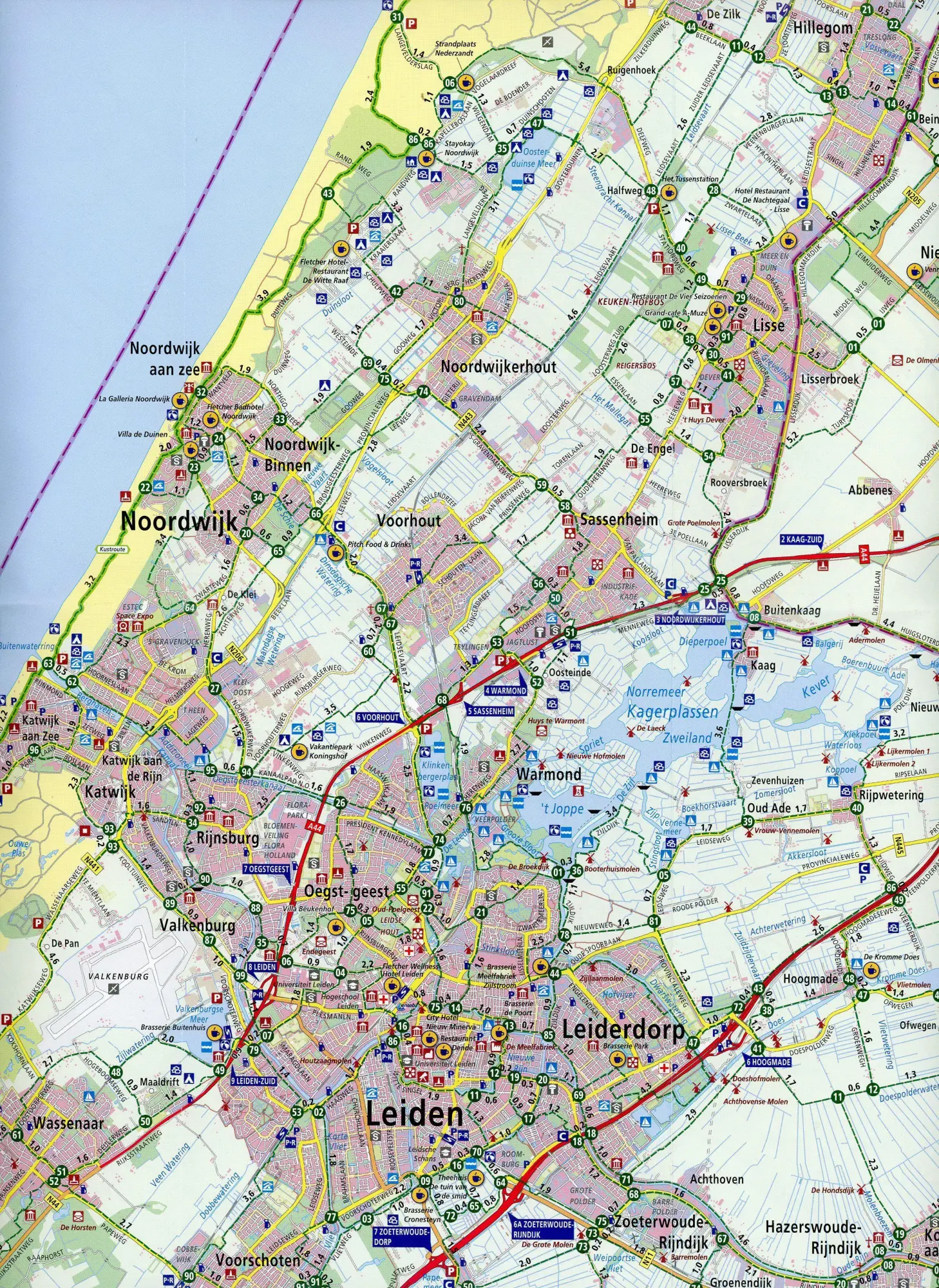 Bild: 9789018047238 | Zuid-Hollandse kust noord (Den Haag/ Leiden) 1:66 000 | (Land-)Karte