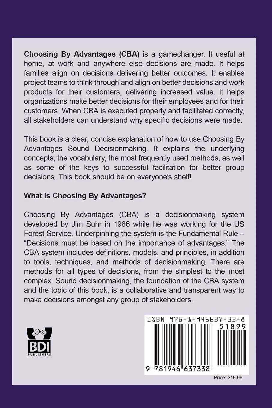 Rückseite: 9781946637338 | Choosing By Advantages | How to Make Sound Decisions | Snelling | Buch