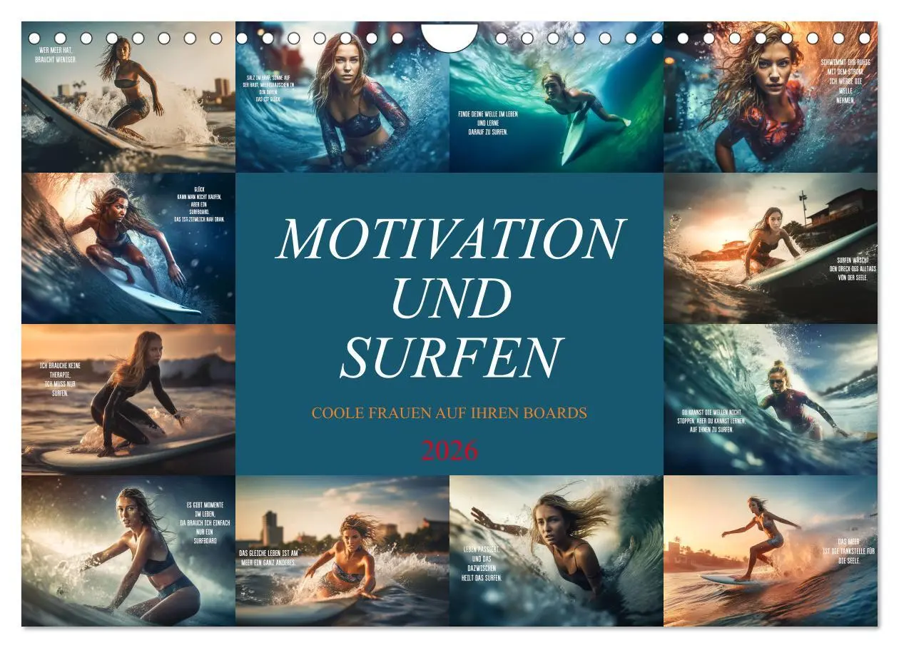 Cover: 9783457377338 | Motivation und Surfen (Wandkalender 2026 DIN A4 quer), CALVENDO...